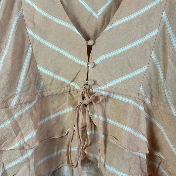 Free People Samifran Long Sleeve Petal Combo Peach Ruffle Top Women Size L - Picture 8 of 15